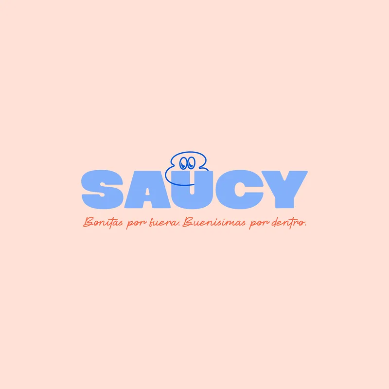 Animación del logotipo de Saucy recorriendo los cuatro colores de la marca